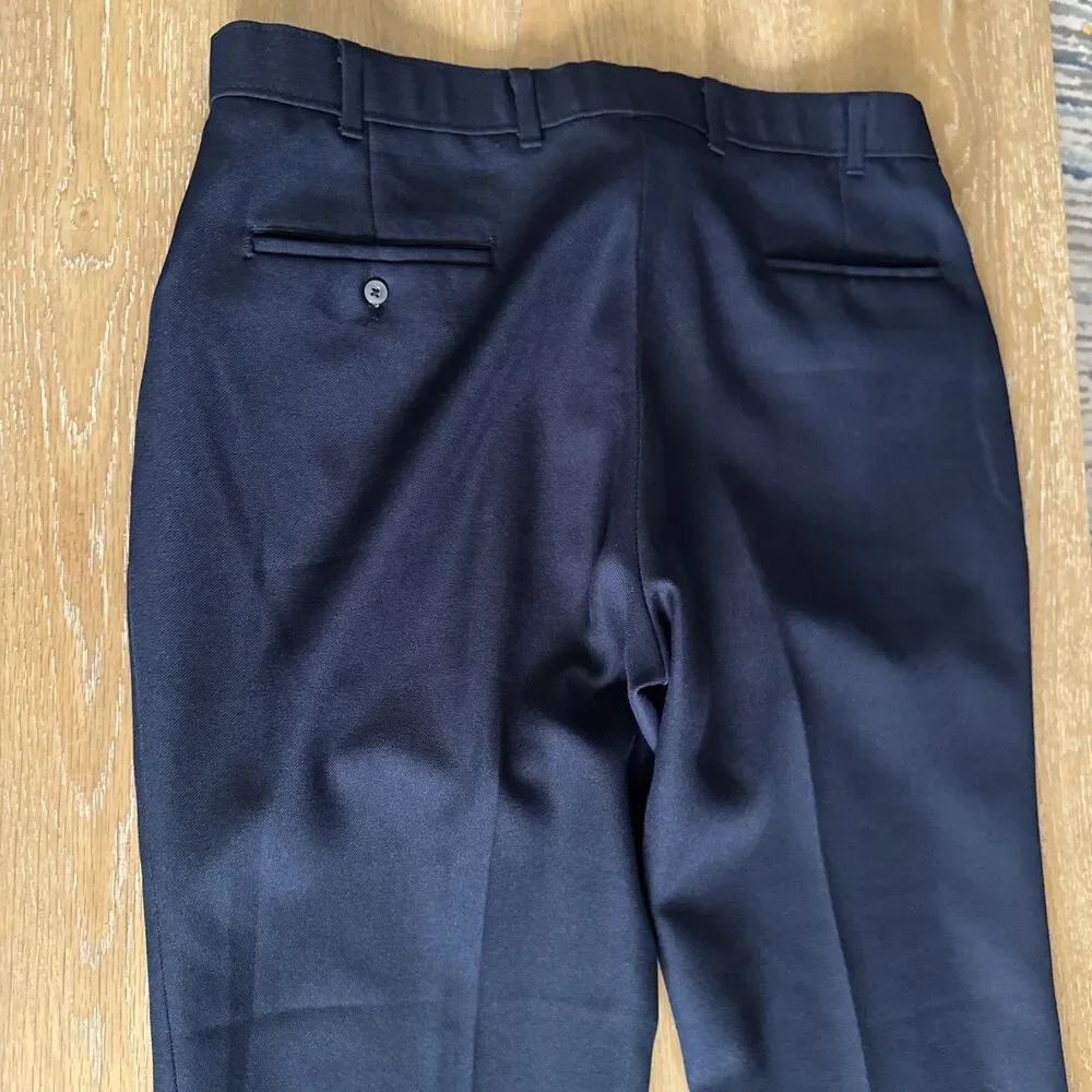 VNTG 70s Levis Action Slacks Mens Navy Blue Straight Leg Dress Pants 36 x 30 USA